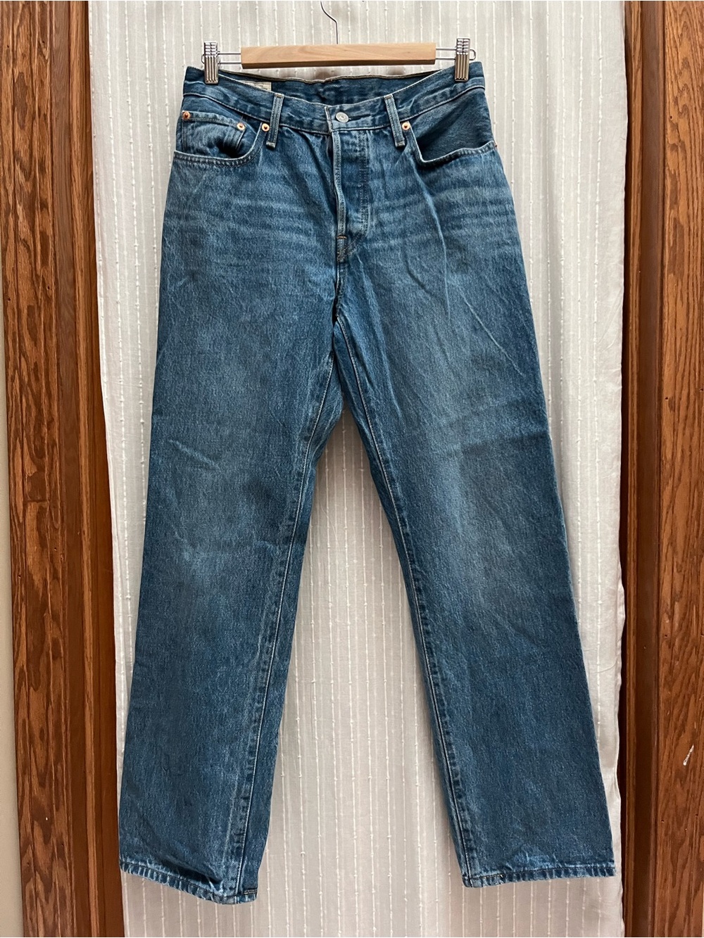 Levi's Premium 501 '90s Straight Leg Jeans Medium Wash Blue Denim Big E Size 27